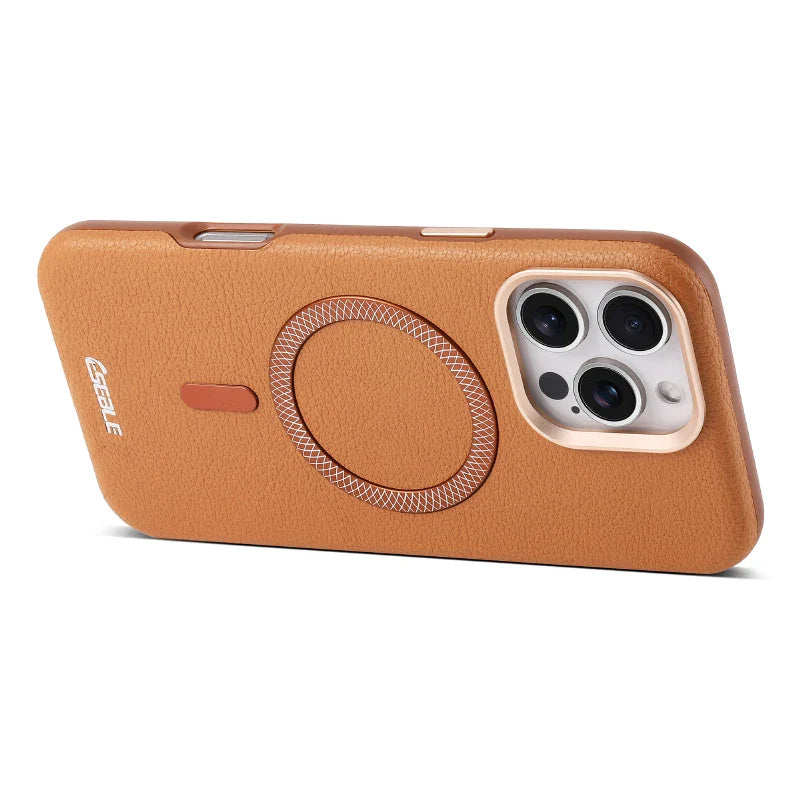 Solid Color Leather For Magsafe Magnetic Shockproof Phone Case For iPhone 17 Pro Max 15 13 14 16 Pro Max Bumper Cover