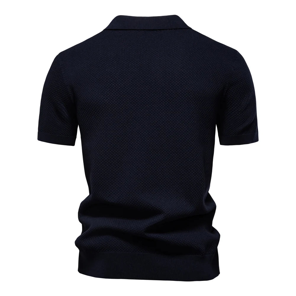 AIOPESON Men's Summer Breathable Polo Shirt Short Sleeve Solid Color Casual Polo Shirts for Men Lightweight Stretch Polo ﻿