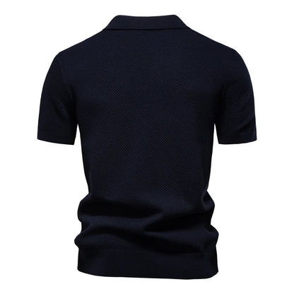 AIOPESON Men's Summer Breathable Polo Shirt Short Sleeve Solid Color Casual Polo Shirts for Men Lightweight Stretch Polo ﻿