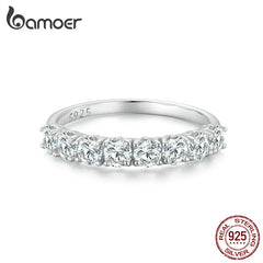 Ring 925 Sterling Silver Eternity Ring Women Engagement Wedding Luxury Band