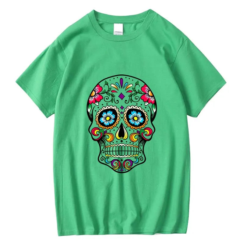 Men's T-shirt High Quality 100% Cotton Street Style Loose Cool Skull Printed Summer Men t shirt Casual Short Sleeve For Men