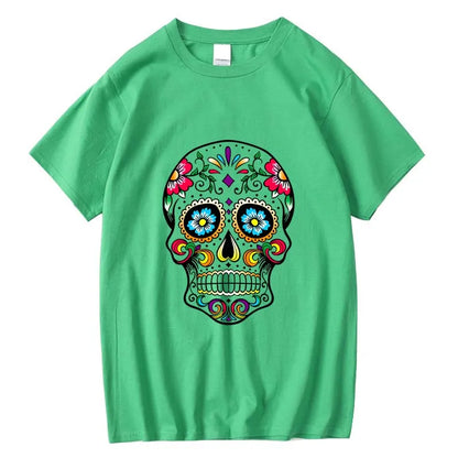 Men's T-shirt High Quality 100% Cotton Street Style Loose Cool Skull Printed Summer Men t shirt Casual Short Sleeve For Men