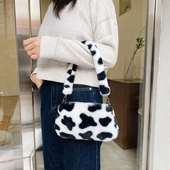 Women's Casual Shoulder Bag Animal Print Leopard Plush Lady Shoulder