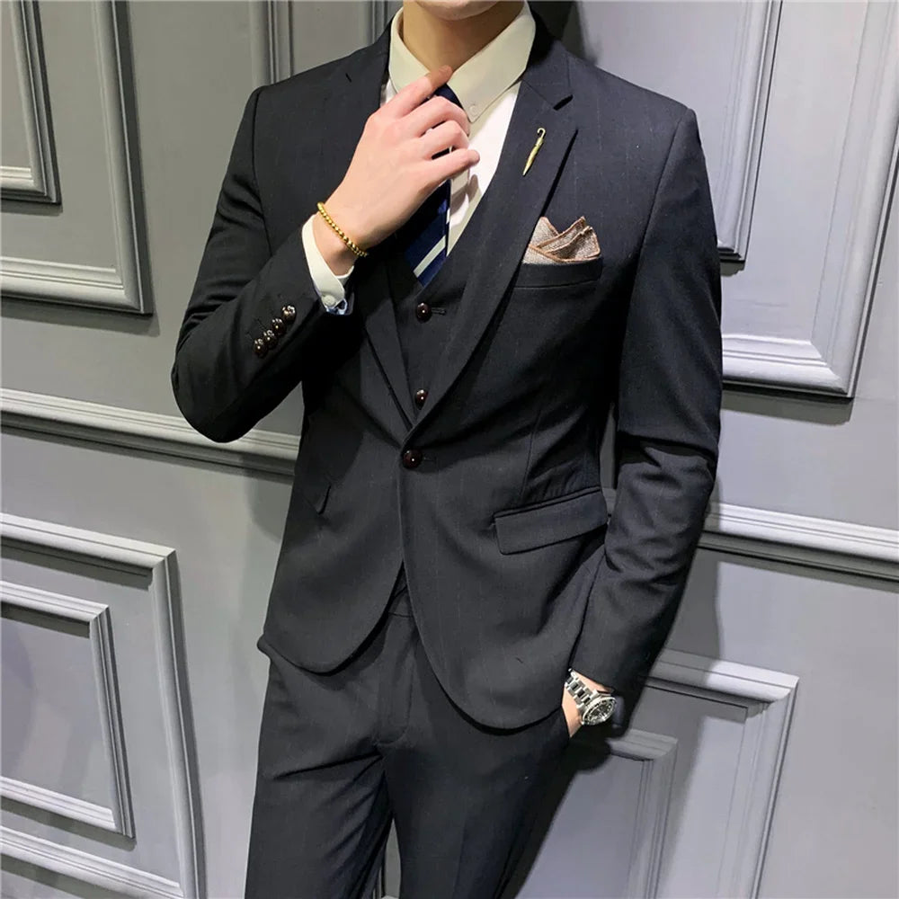 Tuxedo for Mens: Men's Fashion Boutique Striped Wedding Dress Suit Three Piece