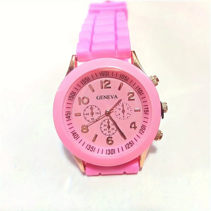 Stylish Round Pointer Quartz Watch, Triple Dial Silicone Watchband Sports Wristwatch For Women And Men, Ideal choice for Gifts