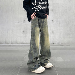 Vintage Flared Jeans Men Wide Leg Baggy Trousers Autumn Streetwear