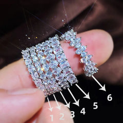 Women Ring Micro Paved Big Round/Square/Oval CZ Promise Ring Wedding Jewelry