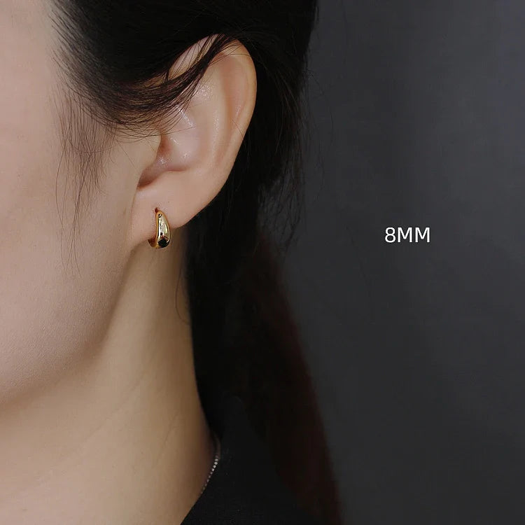 INZATT 100% 925 Sterling Silver 18K 6/7/8/9/10mm Round Hoop Earrings for Women Classic Fine Jewelry Minimalist Accessories