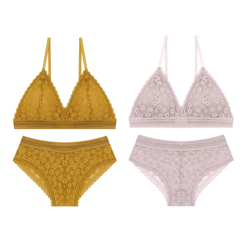 Bra and Panty Set Push Up Seamless Bras Mid Waist Briefs Underwear Sets
