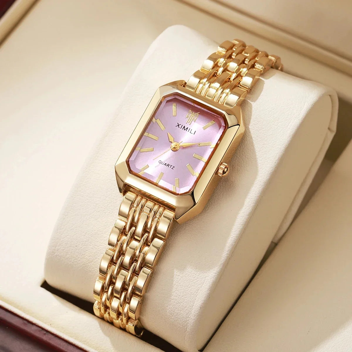 Fashion Rectangle Women Watches Ladies Stainless Steel Strap Quartz Wristwatches Reloj Mujer（Without Box）