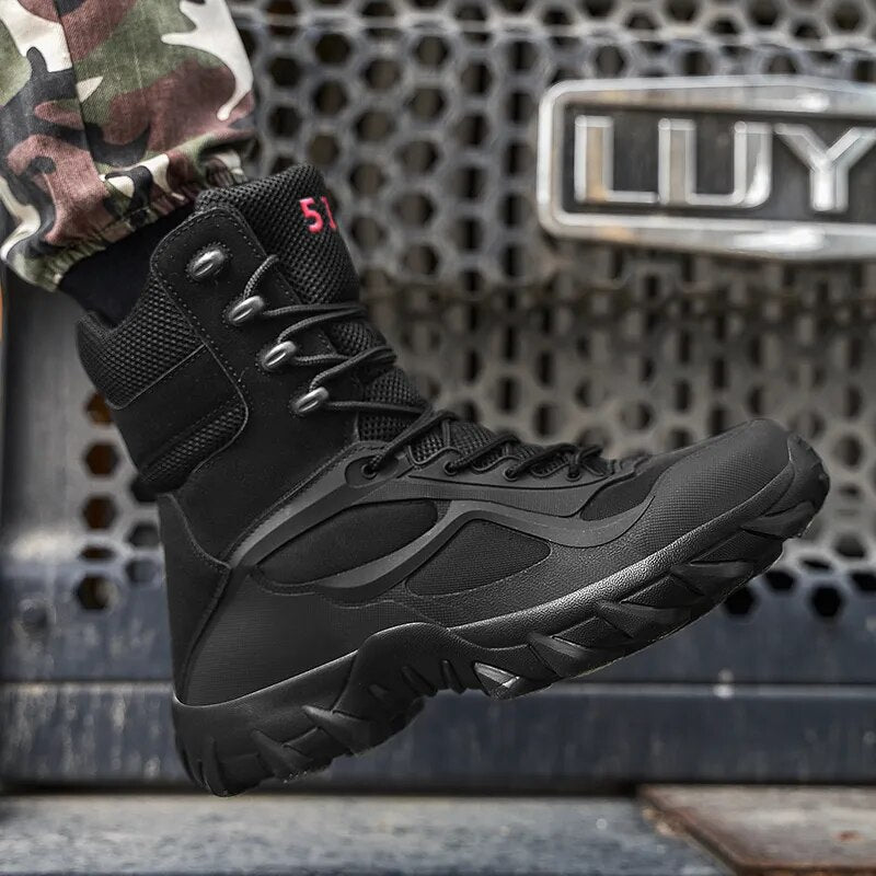 Mens Military Boots Outdoor Hiking Work Shoes Men Rubber Boots Desert Combat Boots