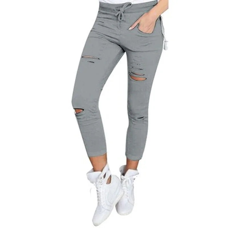 Ripped Jeans for Women Women Big Size Ripped Trousers Stretch Pencil Pants
