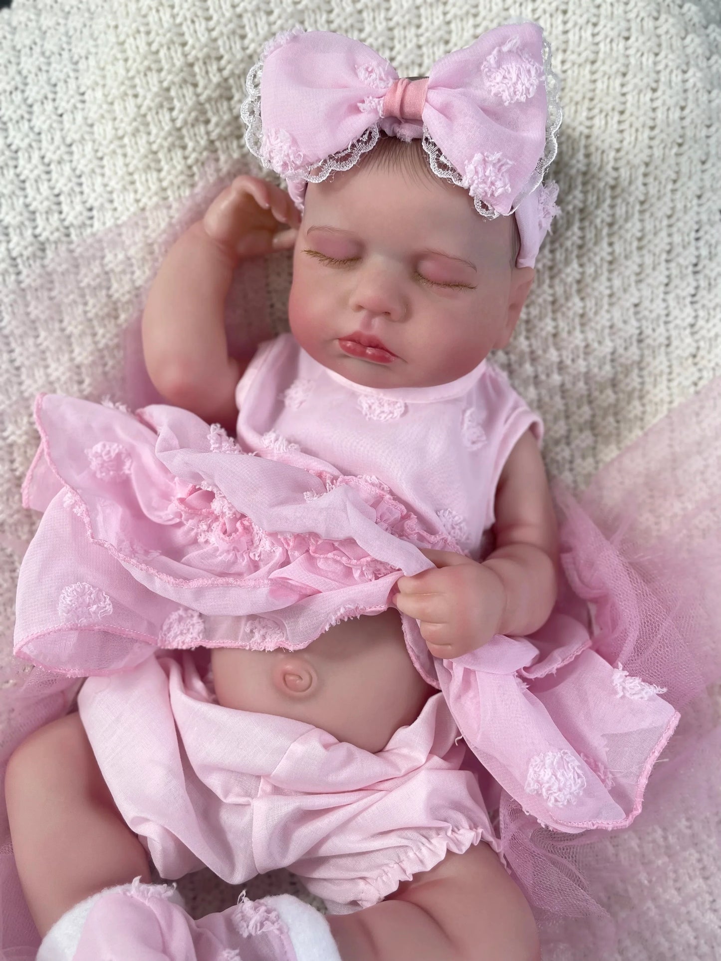 MRB 20 Inch Full Body Vinyl Reborn LouLou Girl Washable Reborn Baby Doll Adorable Reborn Toys Birthday Christmas Gift