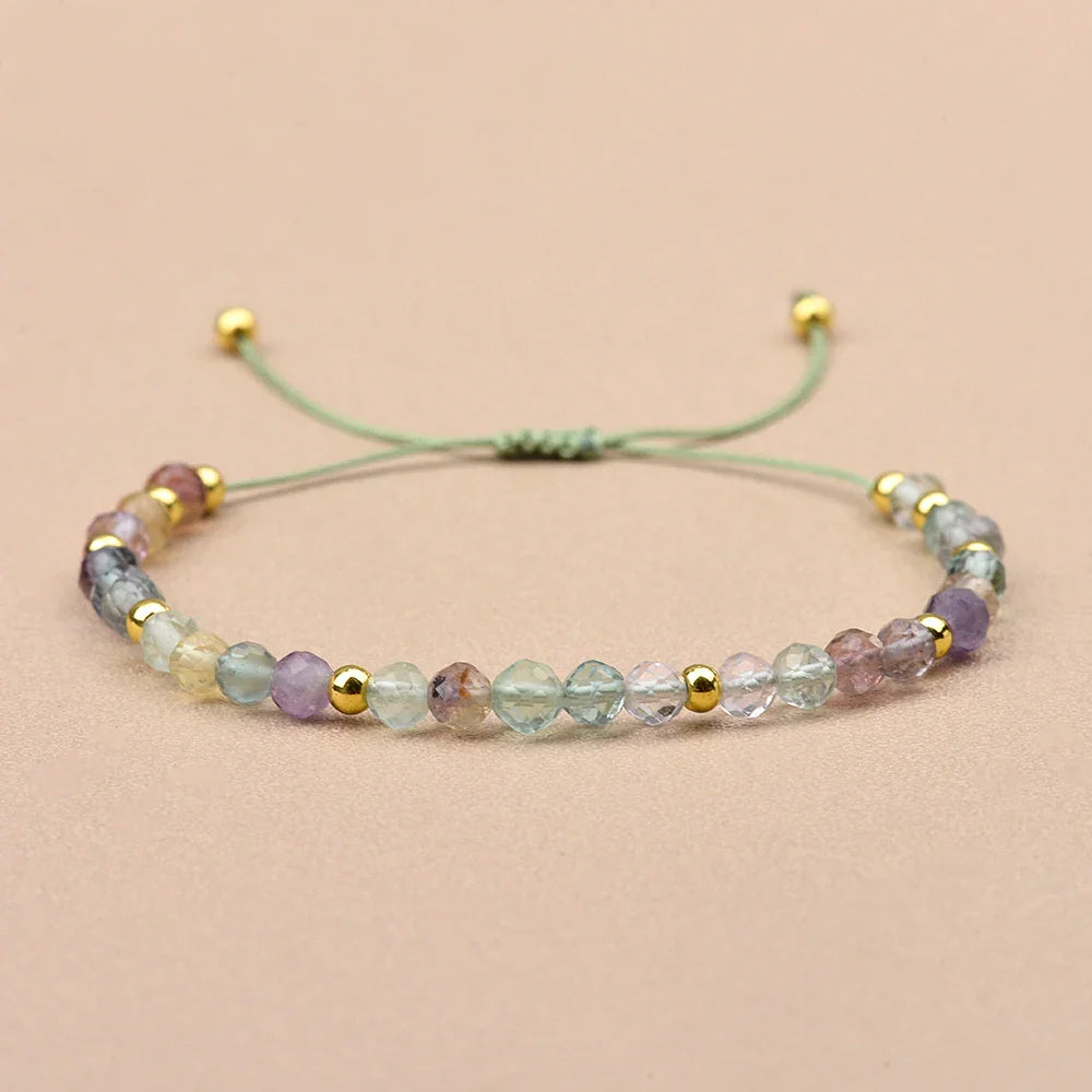 4mm Natural Stone And Hematite Bead Braided Adjustable Bracelet Suitable For Men And Women Daily Holiday Birthday Wear