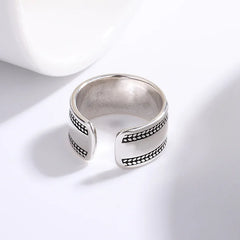 925 Sterling Silver Smooth Surface Adjustable Rings For Women Vintage Female