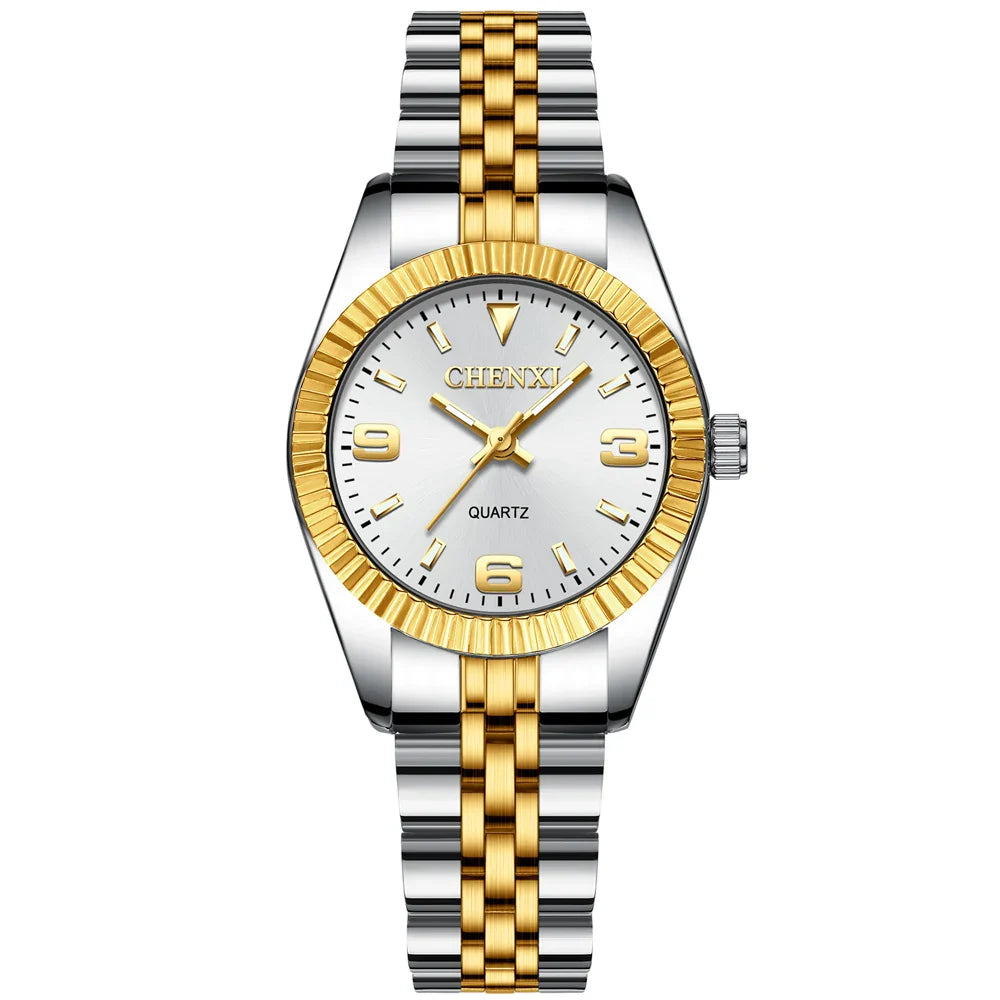 CHENXI Super Hot Sale Luxury Women's Watch Quartz Golden Stainless Steel Small Dial Charm Dress Trendy Wristwatch for Fashion La