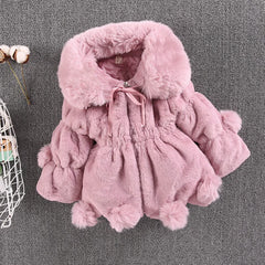 1-7 Year Baby Girls Jacket Autumn Winter Warm Faux Fur Coat For Girls