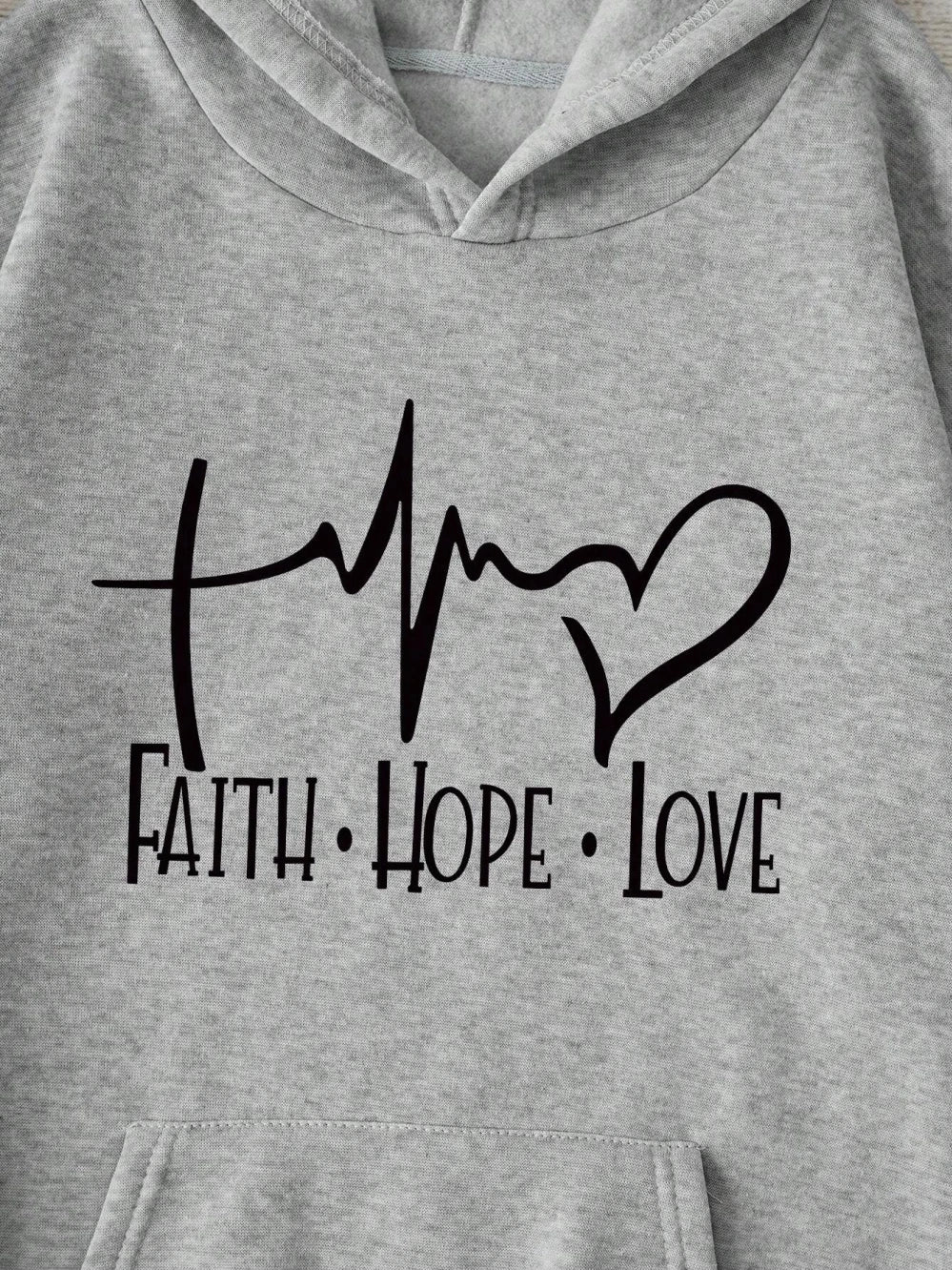 Faith Hope Love Letter Graphic Women Hoody Street Casual Loose Sweatshirt
