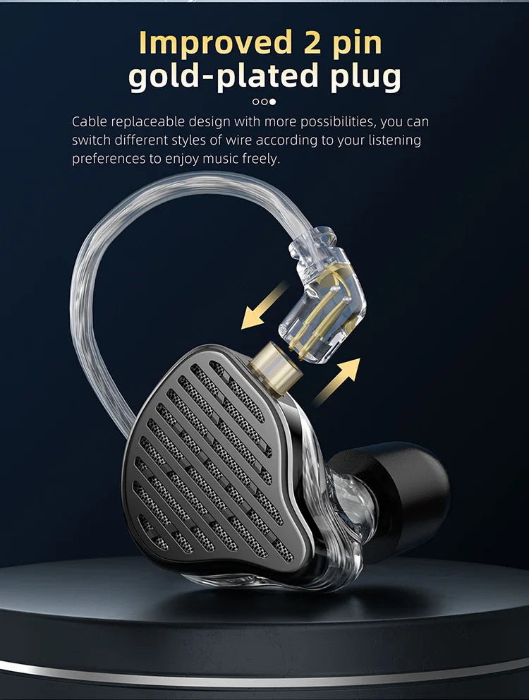 KZ X HBB PR2 Flat Driver In Ear Earphones 13.2mm plane big horns HiFi Bass Monitor Earbuds Sport Wired Headset