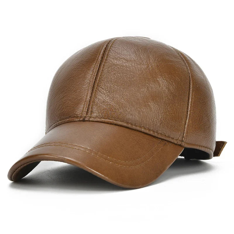 2026 Adjustable Men's Genuine Cowhide Leather Baseball Cap for Fall Winter Outdoor Sports Hat Men Real Cowhide Leather Caps