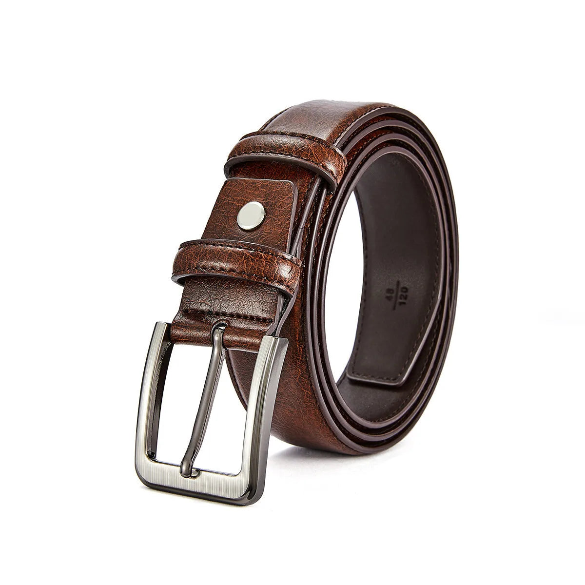 Men's Belt Boys Genuine Leather Belt Pin Buckle Belt Brown Middle-aged Youth Casual Trendy Men's Belt，Ideal for gifting