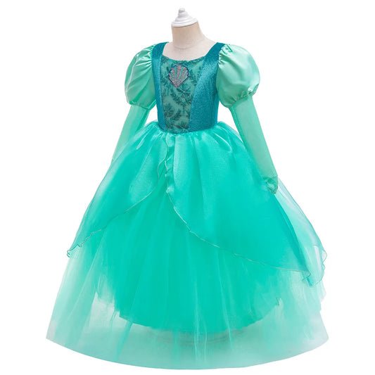 Mermaid Dress for Girls Disney Princess Ariel Ball Gown Kids