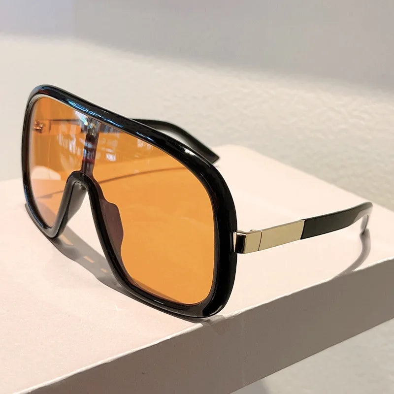 New Big Frame Sunglasses Women Men Luxury Goggle One Piece Sun Glasses Female Vintage Brand Designer Punk Shades UV400 Eyewear