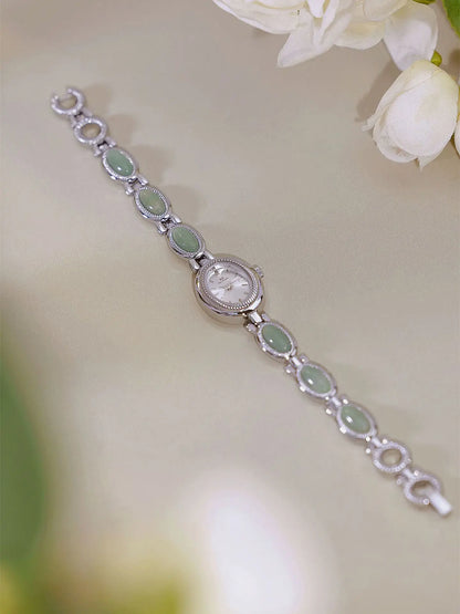 UTHAI Women's Watch Ladies Bracelet Luxury Brand Waterproof Retro Natural Dongling Stone Hotan Jade Advanced Chain Watches Gift