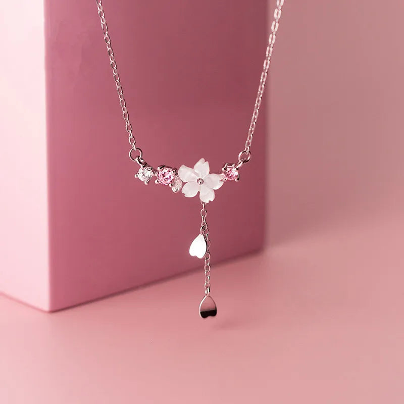 Women Choker Necklace Silver Color Temperament Small Beads Heart Butterfly