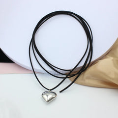 Diy Jewelry Goth Black Velvet 25mm Heart Pendant Choker Necklace for Women