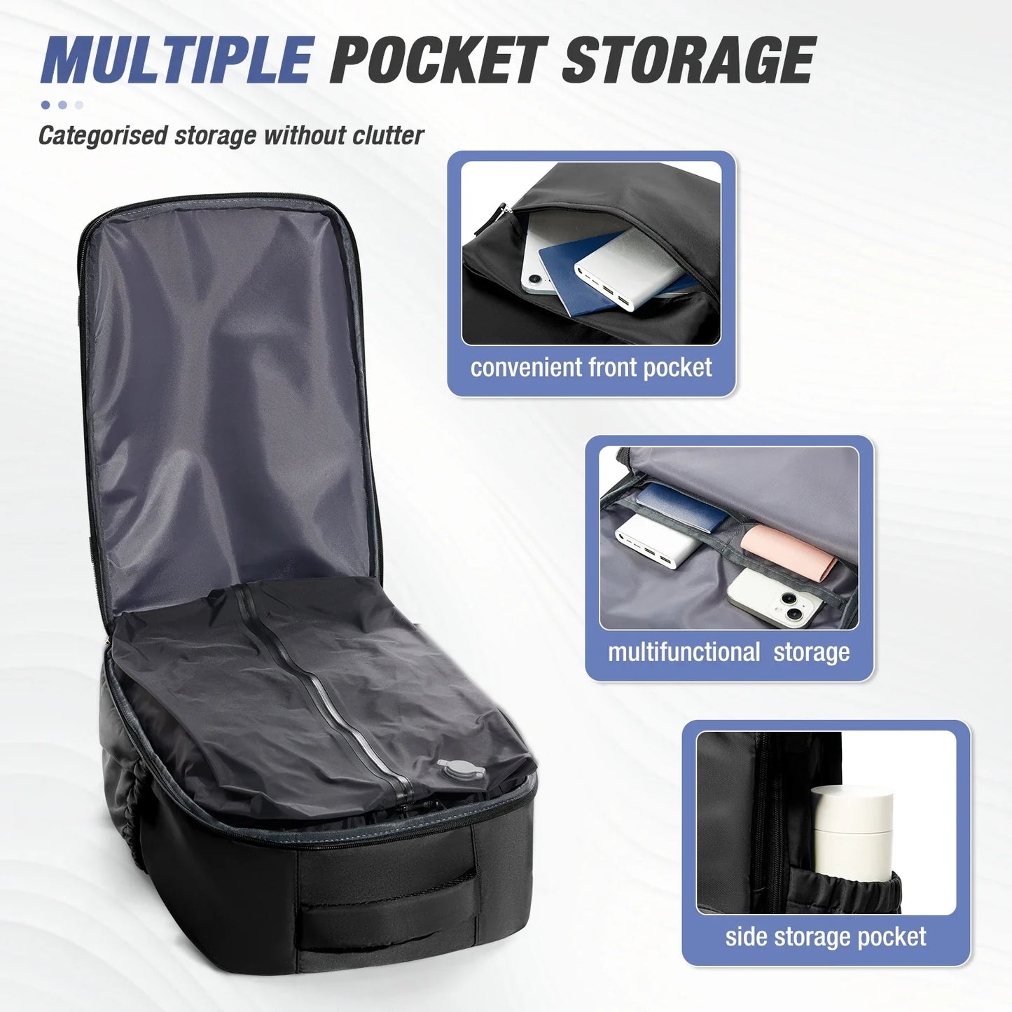 Men Vacuum Compression Backpack 15.6in Laptop Backpack Expand Hiking Vacuum Travel Backpack, Ryanair Backpack 40x30x20 Cabin Bag