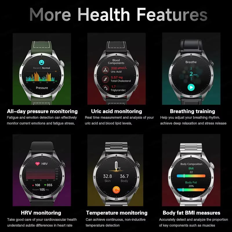 GUHUAVMI NEW Fashion Health Expert Laser iagnosis Smart Watch Men ECG+PPG Three highs  Blood Pressure Heart Rate HD Call Watches