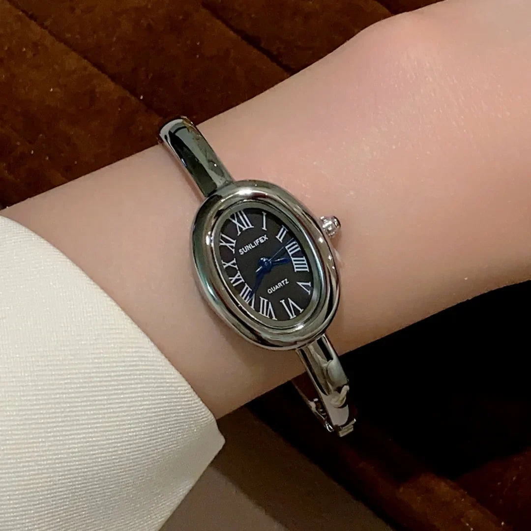 Women Rome Dial Quartz Watch Brand Luxury Gold Colors Bangle Oval  Wristwatch Relogio Feminino Gifts Clock Montre Femme