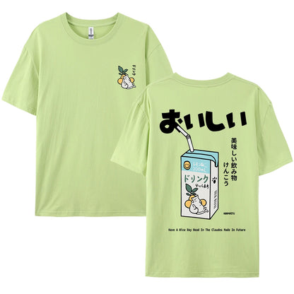 Cute Japanese Cat Print Oversized T-shirt men Women Short Sleeve Loose Casual Tee Shirt Streetwear Tops Cotton Harajuku Clothing