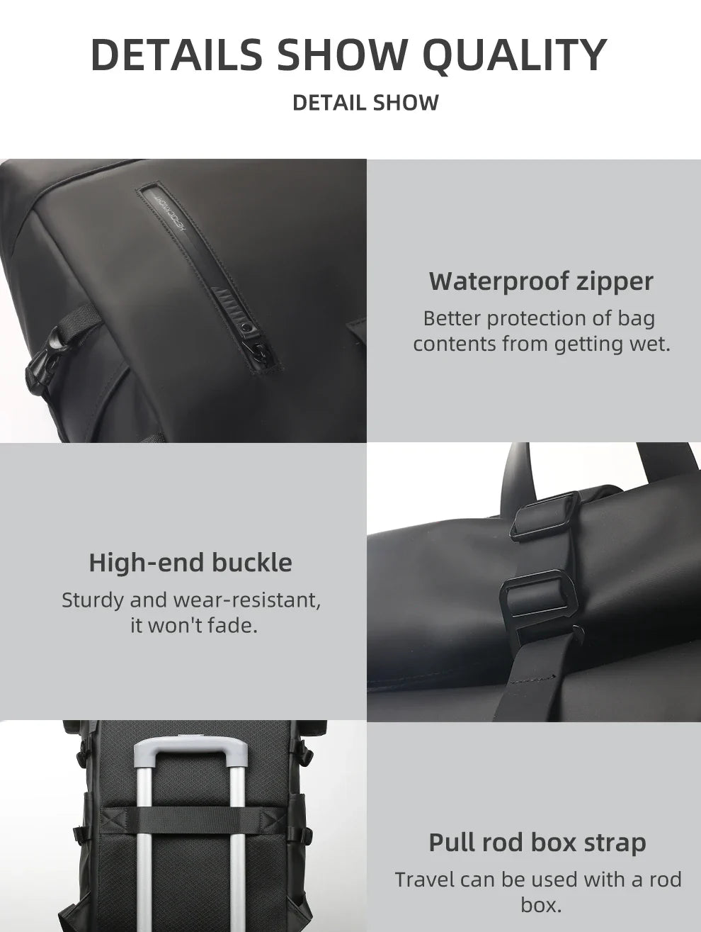 Heroic Knight Men's backpack Waterproof Roll Top Backpack Women Travel Expandable USB Charging Large Capacity Laptop Bag Mochila