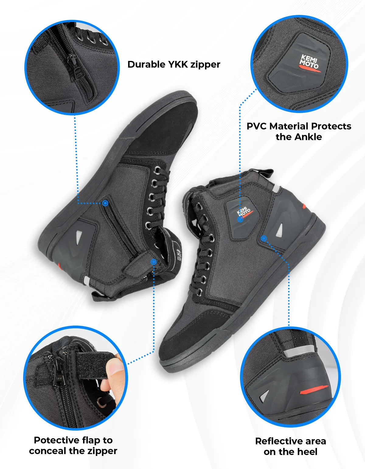 KEMIMOTO Motorcycle Shoes Men Daily Riding Boots Casual Flat Shoes Anti-collision Protection for Outdoor Cycling Sports Sneakers