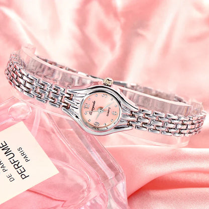 Ladies Gold Plated Watch Women Bracelet Quart Wristwatch Girl Analog Feminino Relojes Hour Luxury Watches Saati Clock