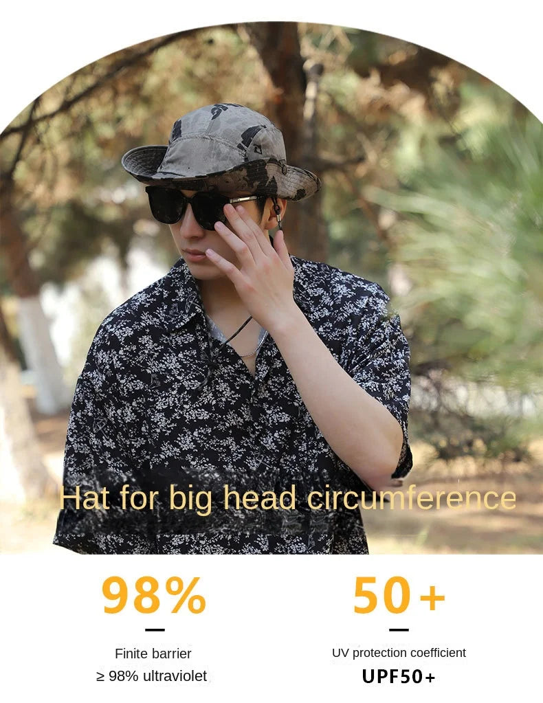 60-65cm Xxl Big Head Hat Men Summer Outdoor Jungle Fisherman Cap Lightweight