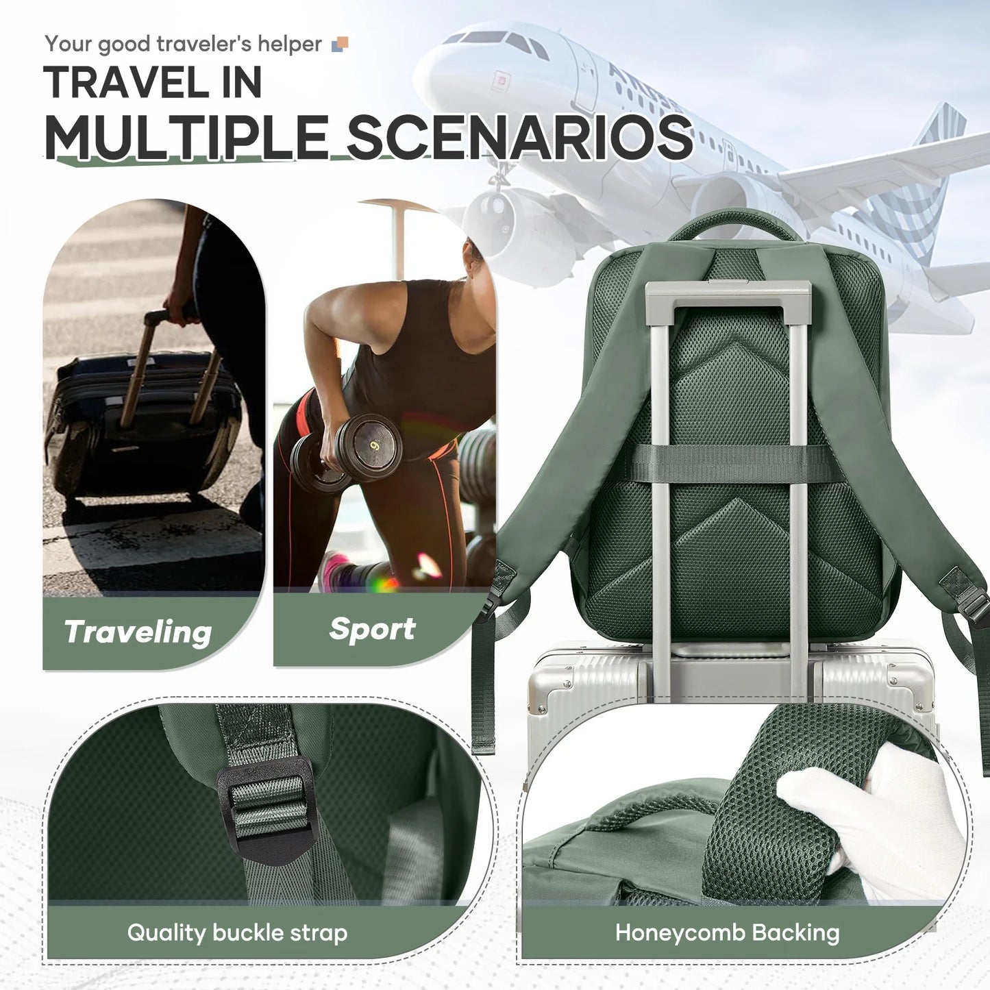 Ryanair 40x30x20 Travel Backpack Vacuum Compression Backpack with Pump,  Wizzair Cabin Bag 15.6" Laptop Travel Bag，Storage Bag