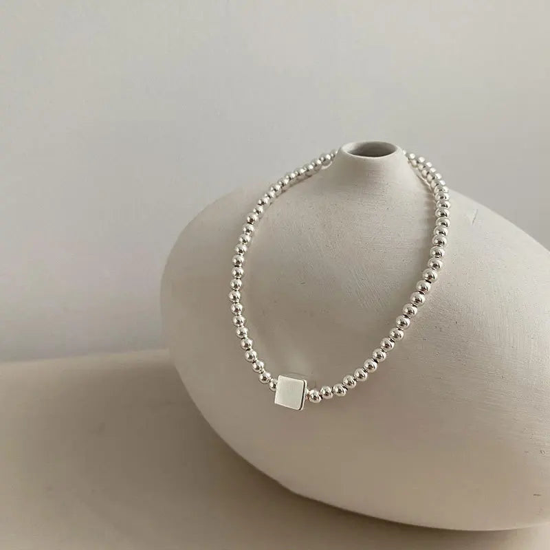 925 Sterling Silver Bangle Bracelet 2 Balls Geometric Polished Punk Stackable For Woman Girl Jewelry Gift Dropship Wholesale