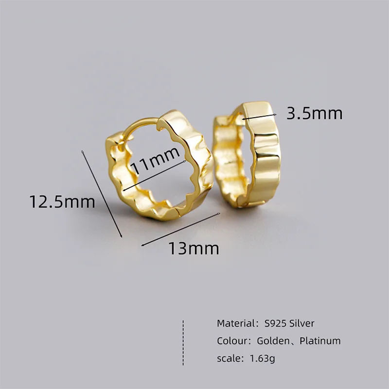 WANTME 925 Sterling Silver Minimalist Statement Waves Huggies Hoop Earrisngs for Women Fashion French Charms Jewelry Ear Buckle