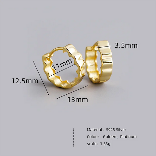 WANTME 925 Sterling Silver Minimalist Statement Waves Huggies Hoop Earrisngs for Women Fashion French Charms Jewelry Ear Buckle