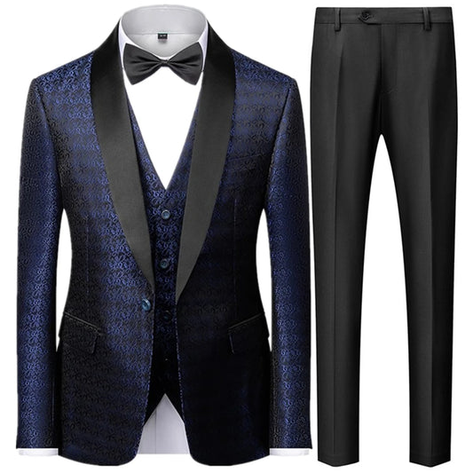 Coat Vest Pants 3 Piece Suit Set Luxury Groom Wedding Dress Party