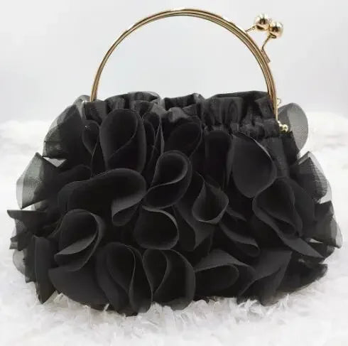 Satin Floral Bride Party Evening Clutch Bag Women Wedding Purses and Handbags