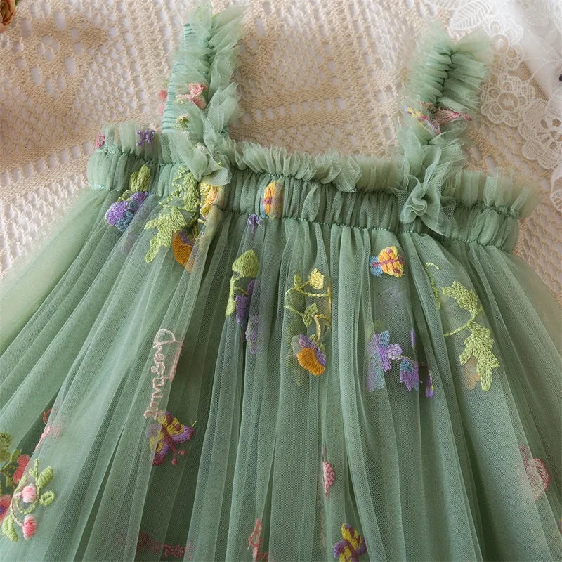 Summer Girls Birthday Dresses Pink Tulle Formal Event Costumes Girls First Communion Dresses Kids Dresses
