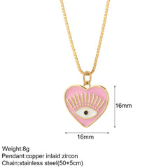 Heart Evil Blue Eye Sun Necklace for Women Cute Dog Bee Elephant Gold Color Pendant