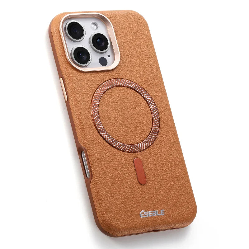 Solid Color Leather For Magsafe Magnetic Shockproof Phone Case For iPhone 17 Pro Max 15 13 14 16 Pro Max Bumper Cover