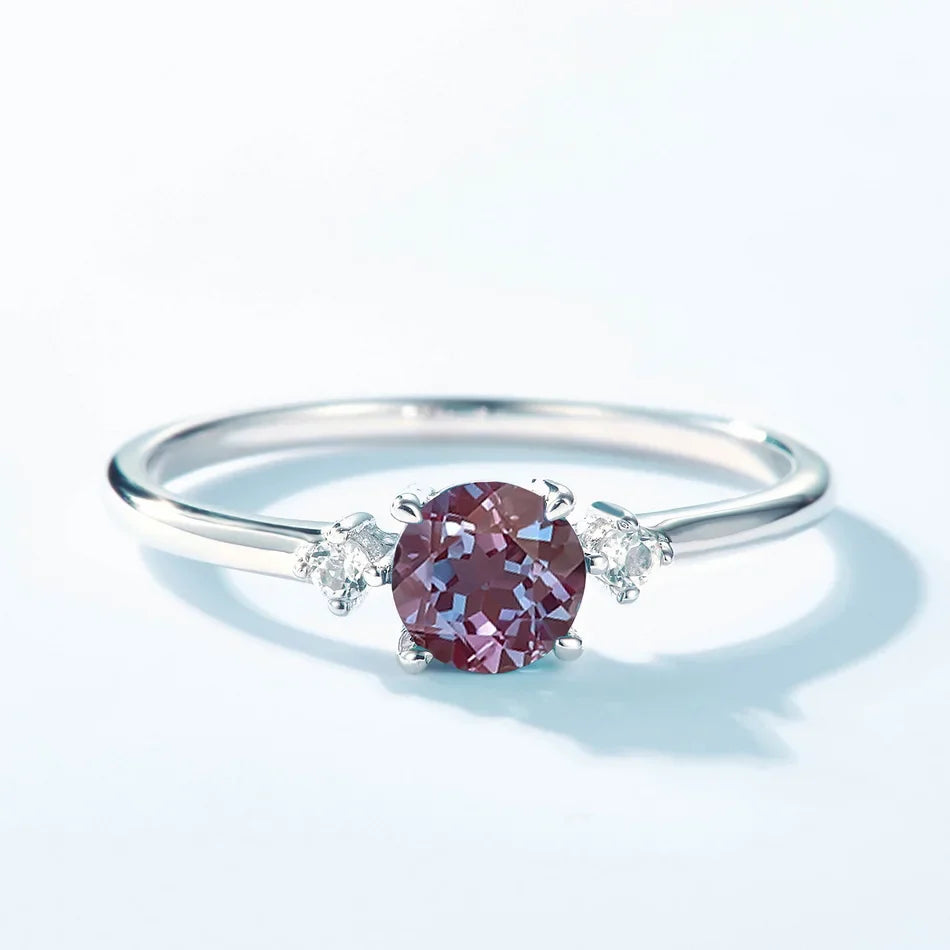 ALLNOEL 925 Sterling Silver Alexandrite Ring For Women Exquisite Style Fashionable Engagement rings Wedding Luxury diamond ring