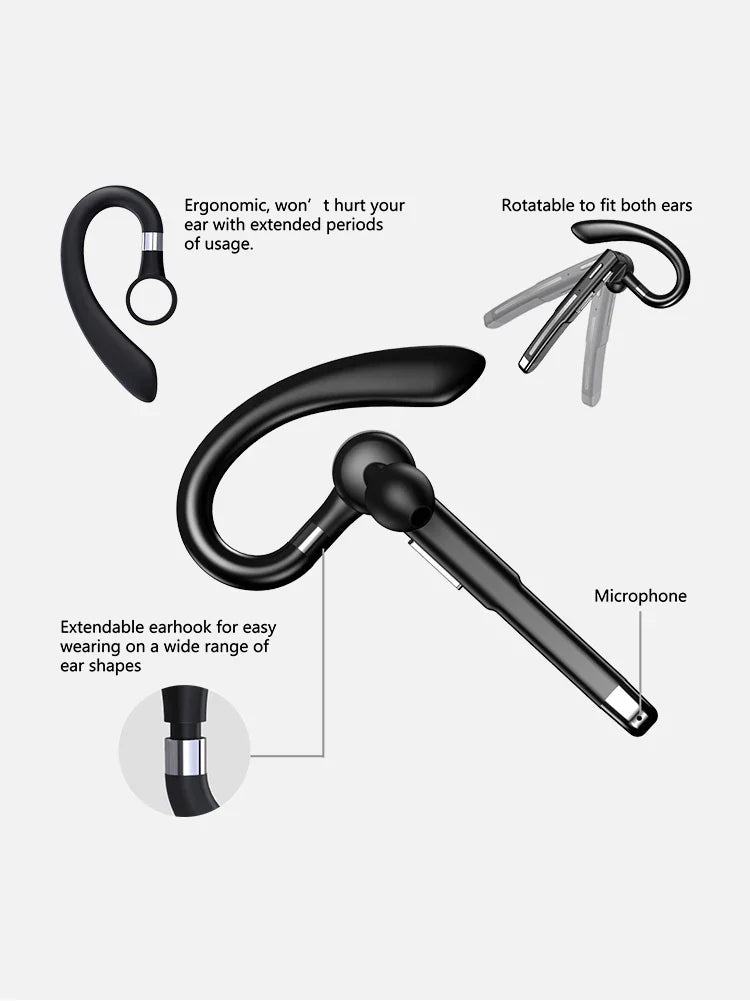 YYK520 Hanging Ear Wireless Bluetooth Headset 5.1 Hands-free ENC Call Noise Reduction Driving Single Ear Business Headphones