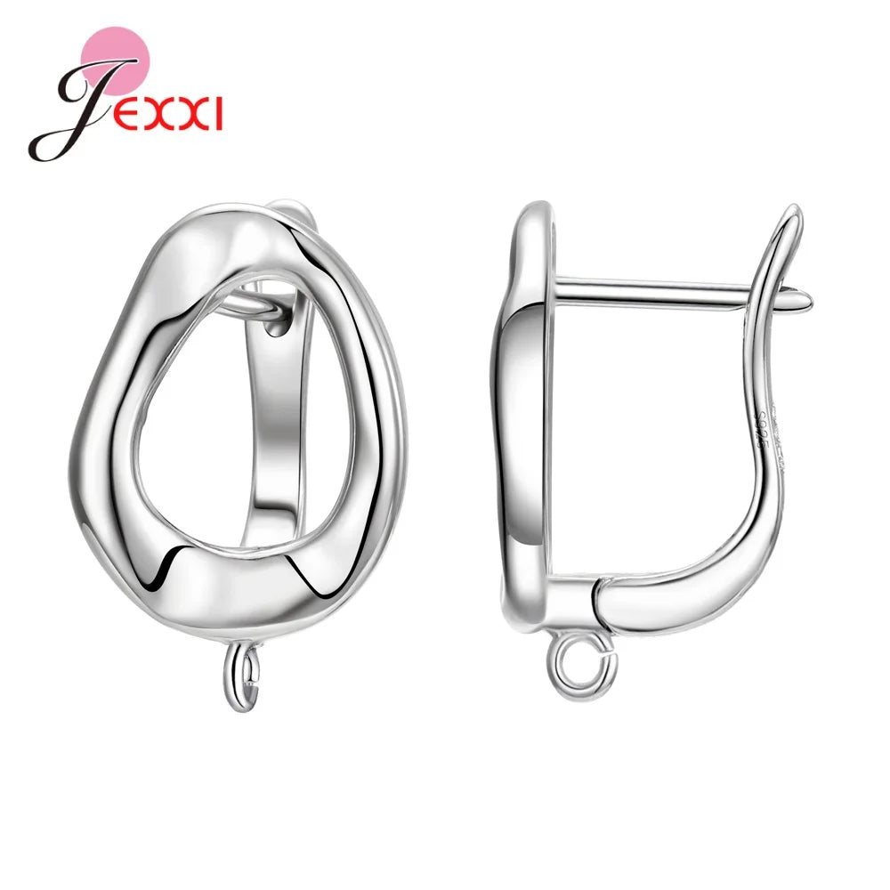 Drop Shipping Genuine 925 Sterling Silver Earrings Findings For DIY Jewelry Accessory High Quality Women Girls Jewelry Component